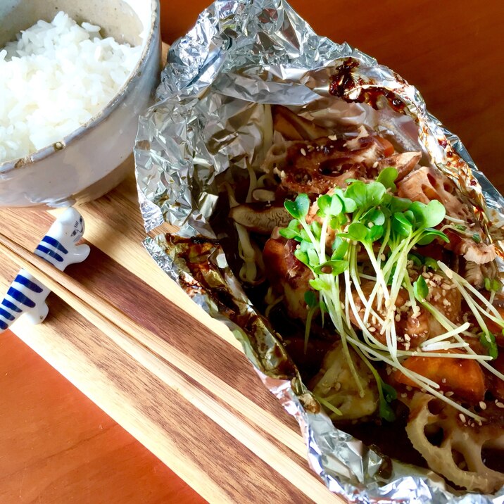 鶏肉と野菜のホイル焼き☆